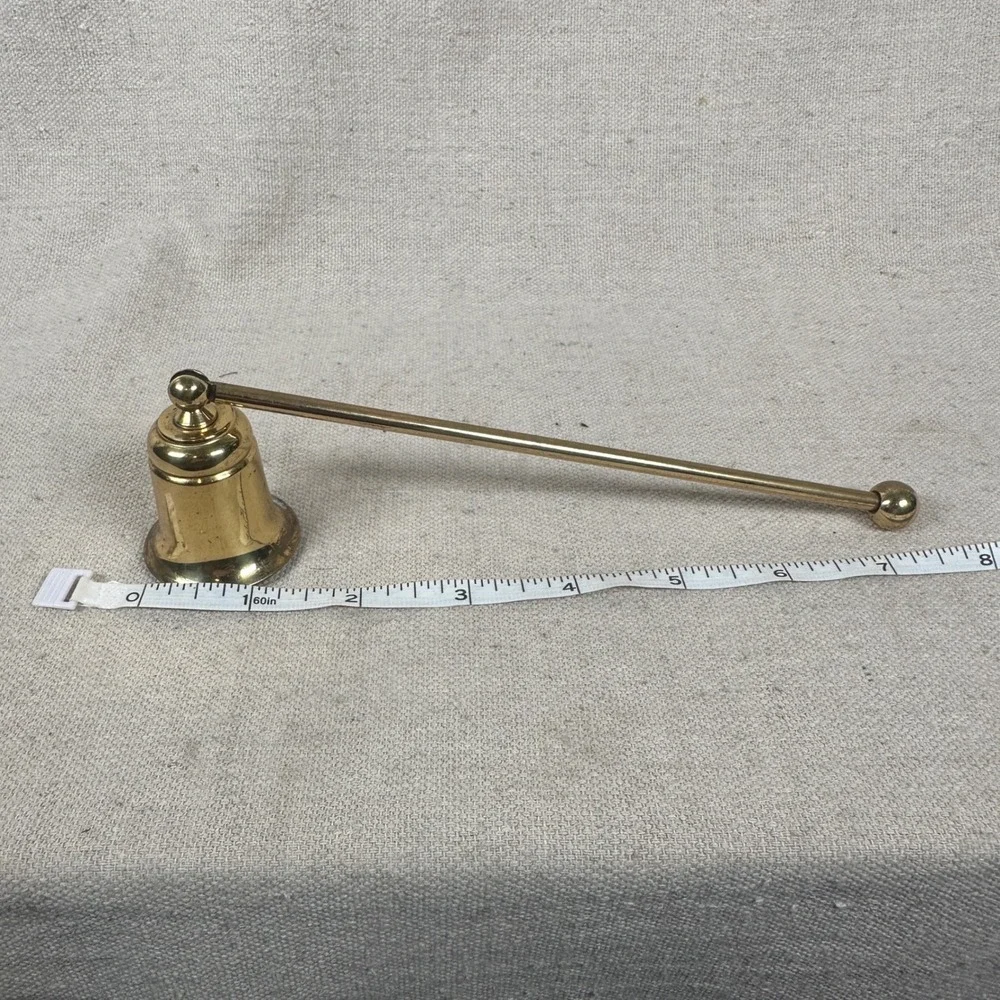 Vintage Polished Brass‎ Candle Snuffer Long Handle Wick Extinguisher Gold Gift